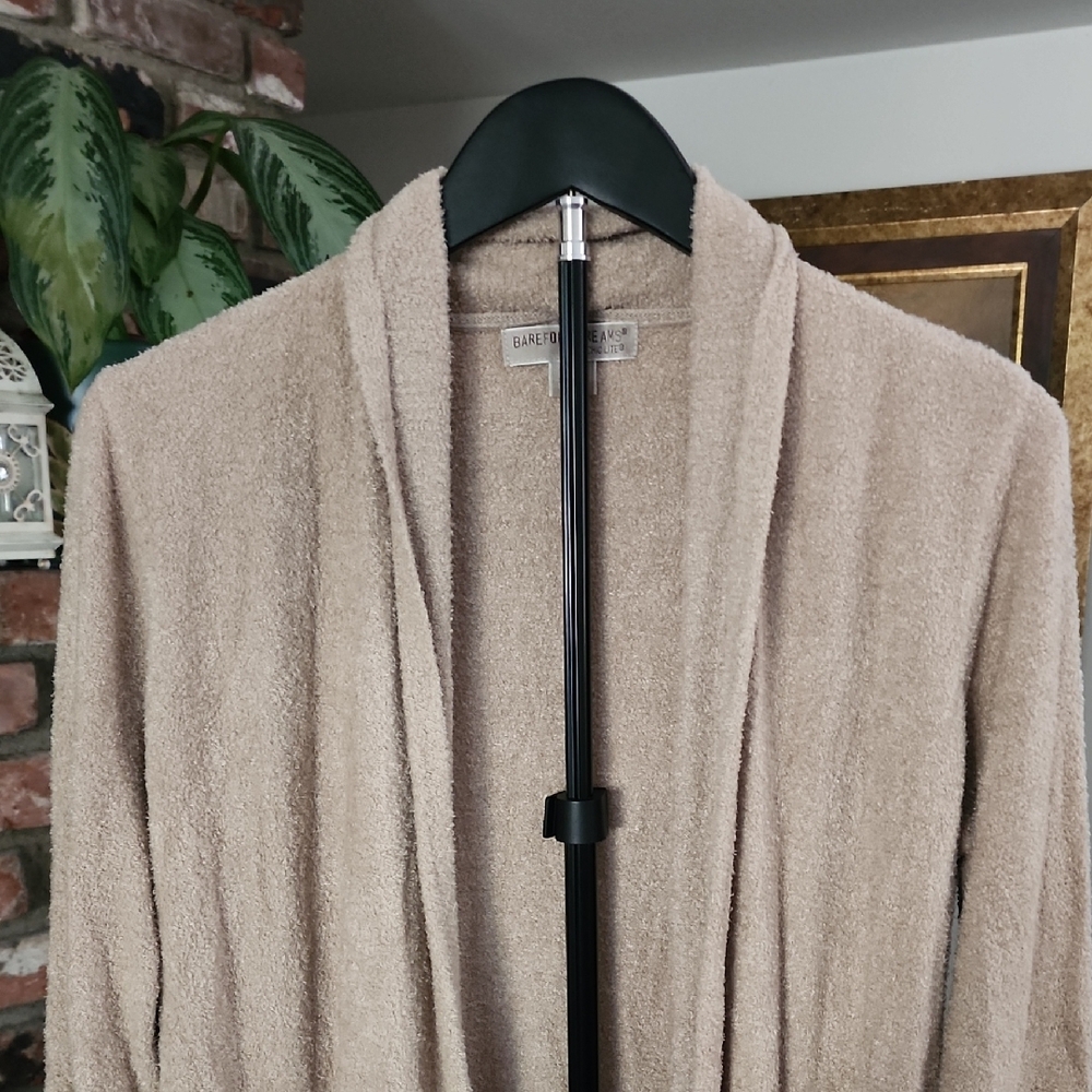 Barefoot Dreams CozyChic Beige Open Front Cardigan Duster Soft Lounge Sweater M - Picture 2 of 11